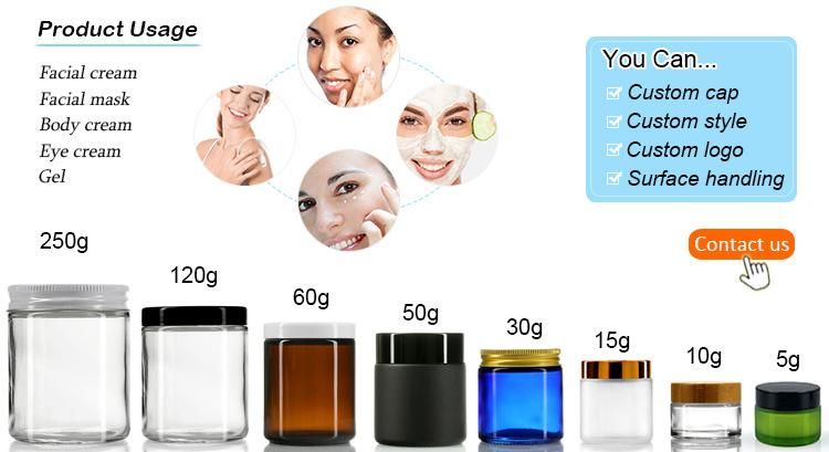 30ml 60ml 120ml 250ml 2oz 4oz 8oz Amber Glass Jar for Cosmetics