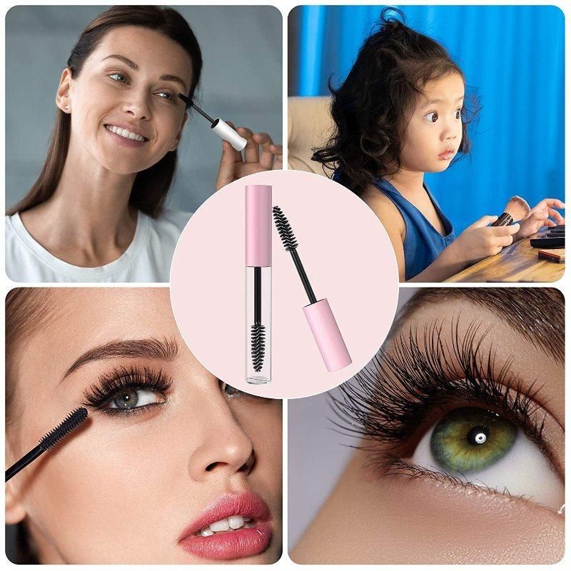 Custom Eco Friendly 10ml Clear Pink Plastic Empty Cosmetic Eyelash Mascara Wand Tube with Brush