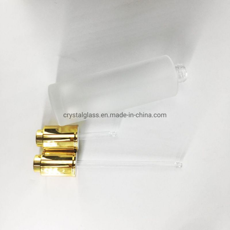 30ml 60ml Glass Cosmetic Oil, Essential Bottle with Gold and Silver Dropper Caps