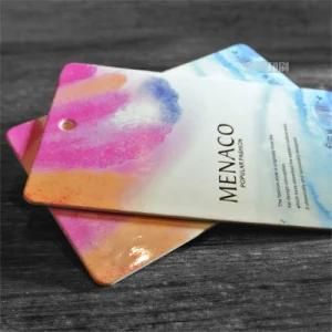 Customized Color Printing with Gold Stamping Name Letters Clothing Paper Tag Hang Tags