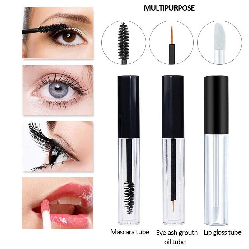 Wholesale 10ml Empty Transparent Refillable Plastic Cosmetic Packaging Mascara Wand Tube with Yellow Brush