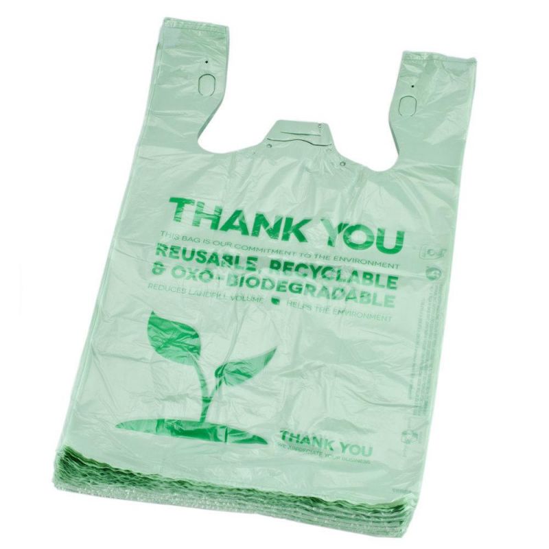 PLA Pbat Cornstarch HDPE LDPE Polyethylene Biodegradable Compost Plastic Custom Printing Recycled Materials Vest Supermarket Packaging Shopping T-Shirt Bags