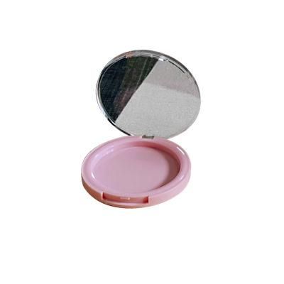 Empty Round Pink Plastic Compact Eyeshadow Case with Mirror Customized Cosmetic Powder Case
