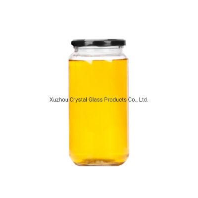 Wholesale Cheap Round Food Storage Empty Honey Bee Glass Jar for Canning with Metal Lid