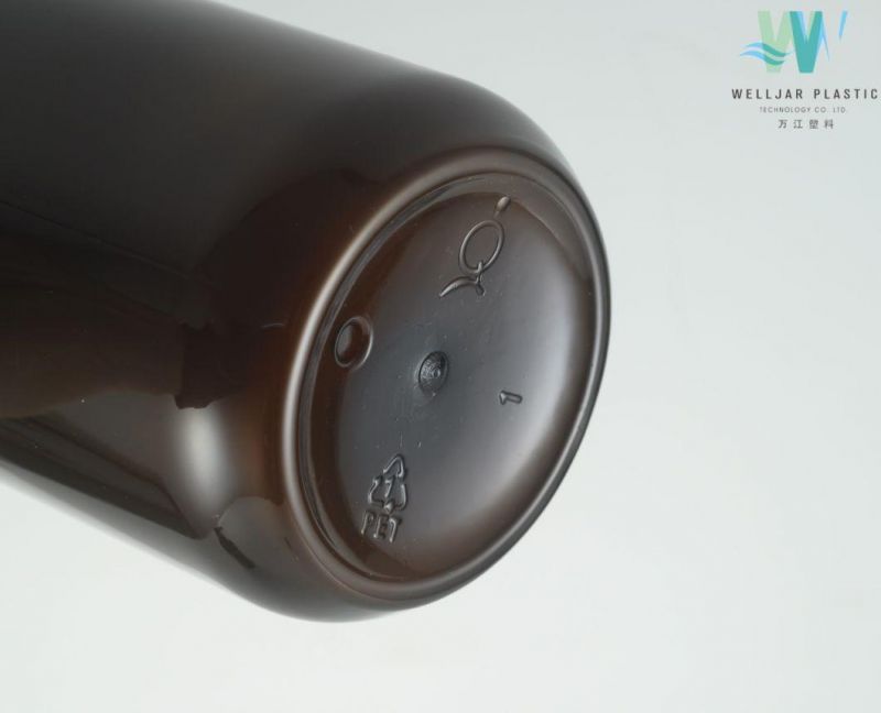 500ml Pet Brown Round Empty Bottle with Pump Sprayer for Shampoo
