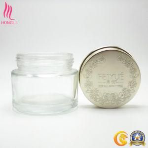 Transparent Glass Cosmetic Cream Container with Engraving Cap