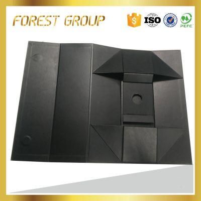 Black Flat Wine Gift Box with Gold Stamp for Packing