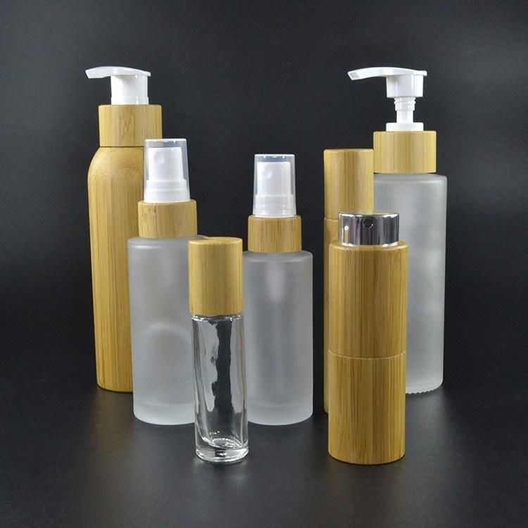 Wholesales Perfume Essential Oil 30ml 50ml 100ml 120ml 150ml Frosted Glass Cosmetic Bottle with Bamboo Spray or Pump Cap