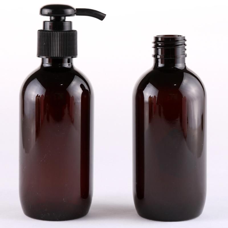 Private Label Brown Amber Empty 150ml Lotion Bottle Round Plastic Pet Body Shampoo Liquid Soap Bottle
