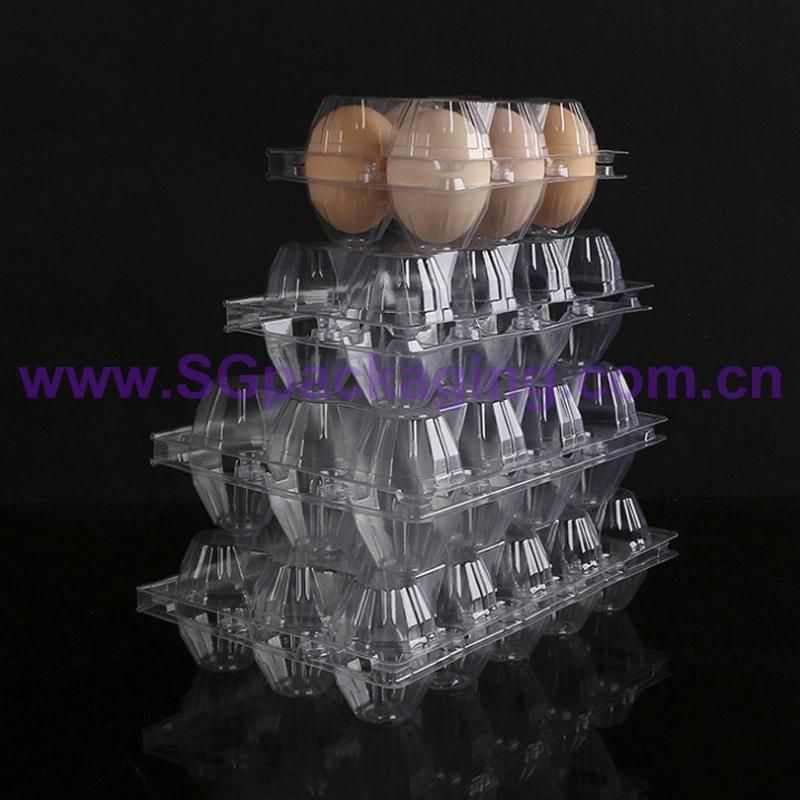 Customized 2/4/6/8/9/10/12/15/18/20/24/28/30 Clear Blister Plastic Chicken Egg Trays Clamshell of 12 PCS and 6 PCS