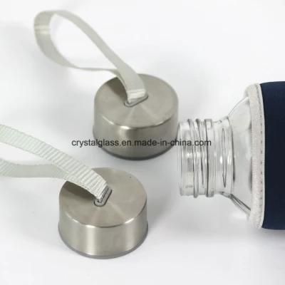 Adverting Promotion Cup Transparent Glass Water Bottle with Lid OEM 300/420ml