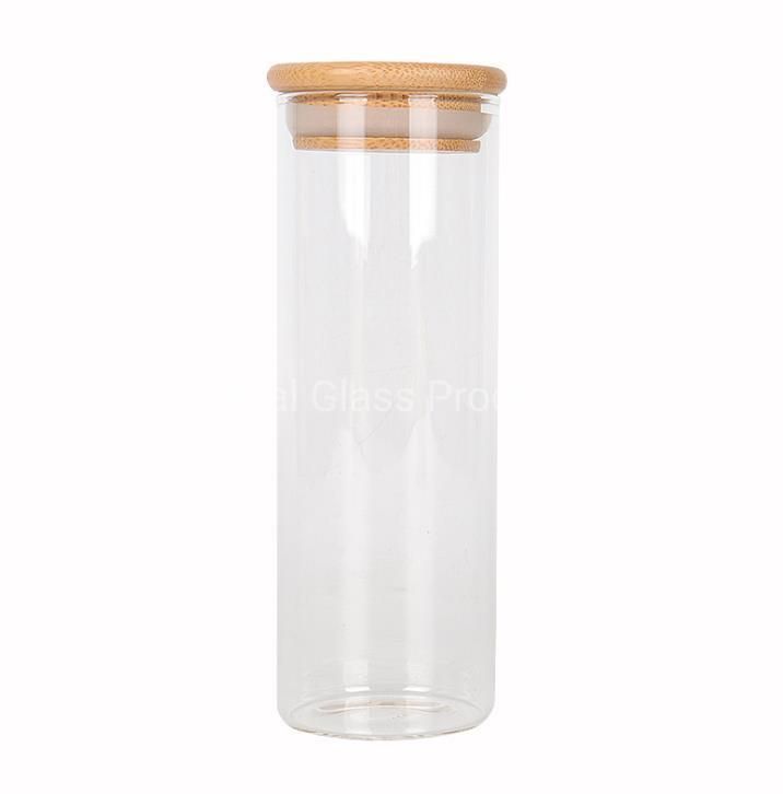 1000ml Borosilicate Kitchenware Glass Storage Jar with Wooden Lid