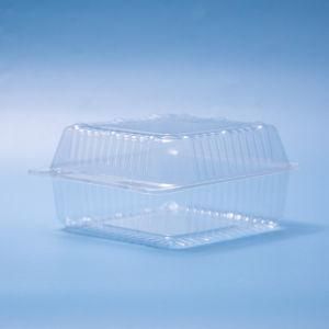 Hot Selling Plastic Square Cake Container with Clear Hinged Lid