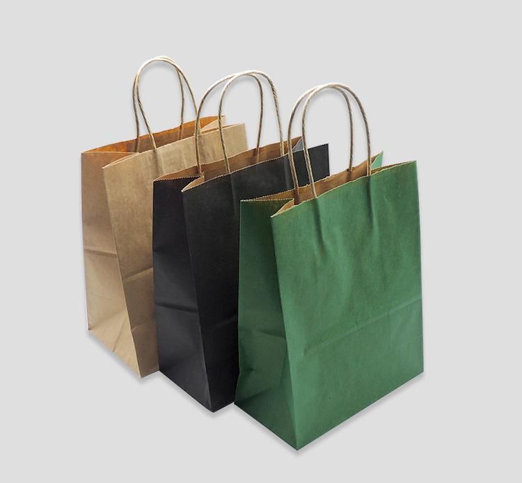 Food Kraft Paper Bags with Handle, White Paper Bag with Printed