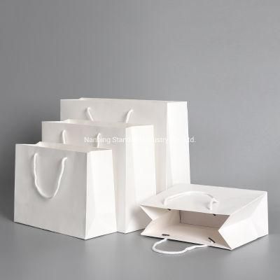 Fashion Boutique Luxury Retail Accept Customized Your Own Logo Small Carry Paper Gift Shopping Bags with Ribbon Handle