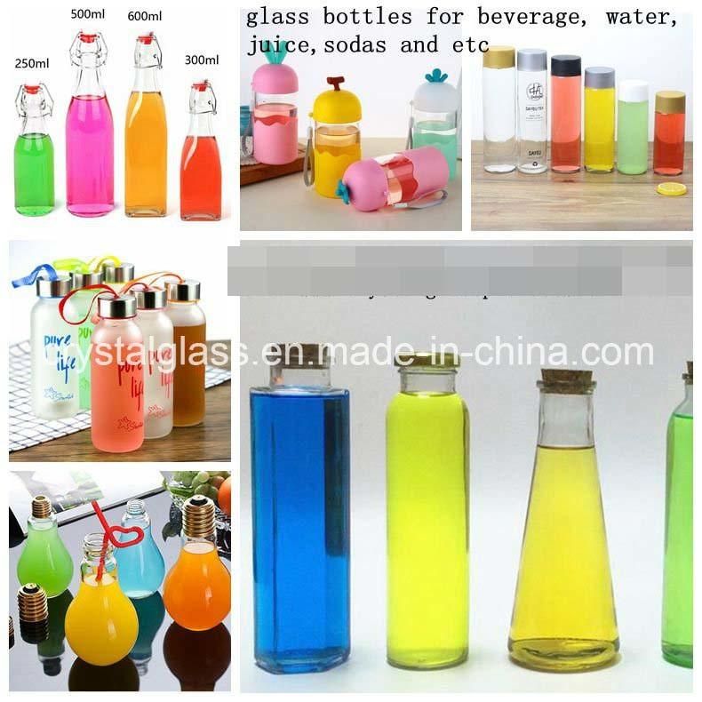 300 Ml 10 Oz Capacity Round Shape Glass Water Bottle with Portable Wholesale
