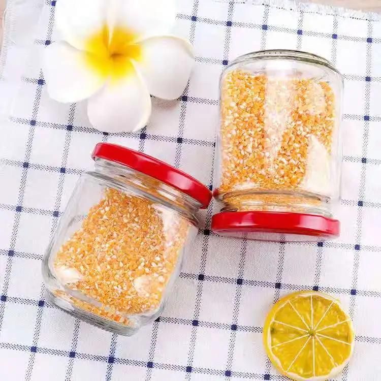 Food Canning 240ml 350ml 400ml Clear Wholesale Round Shape Food Glass Jar for Honey Jam Jelly