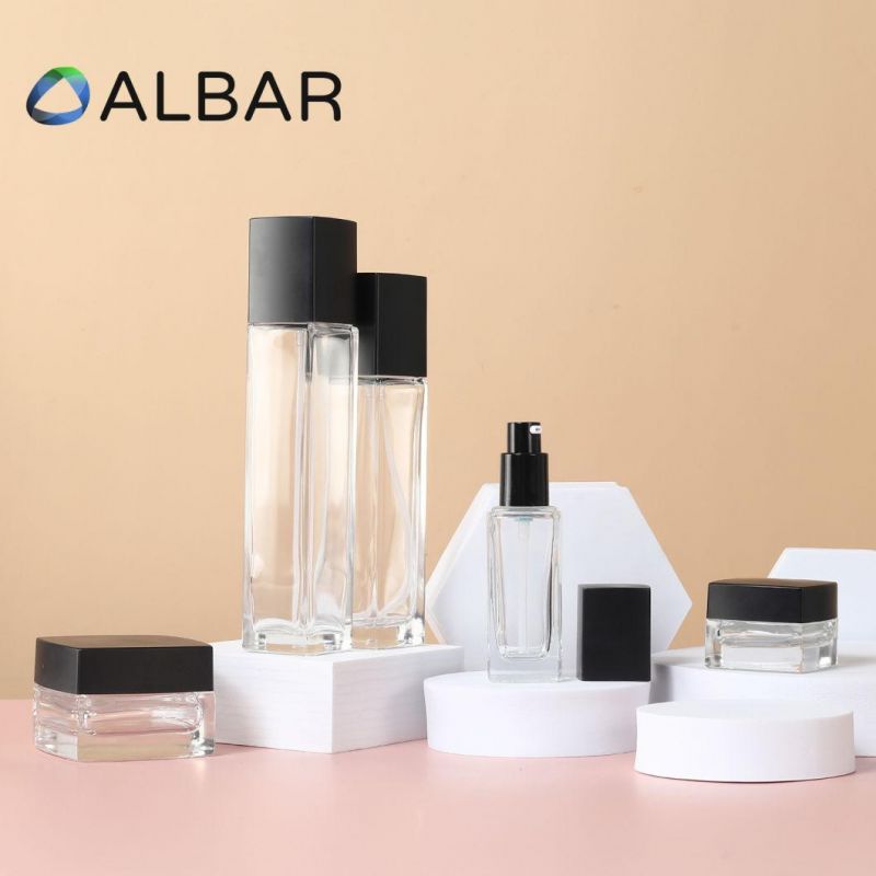 Personal Face and Body Care Set Glass Bottles with High Quality Press Pump