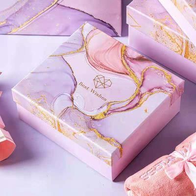High Quality Handmade Wedding Customized Luxury Heaven and Earth Cover Pink and Rose Gold Packaging Bridesmaid Gift Box with Lid