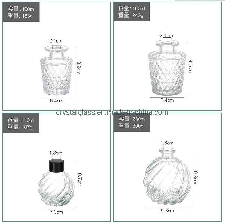 50ml 100ml 150ml 250ml Wholesale High Quality Flint Ger Shape Aroma Reed Diffuser Glass Bottle with Glass Top