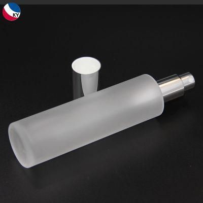 100ml Frosted Clear Transparent Glass Bottle with Silver Aluminium Spray Cover