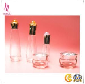 Shaped Clear Glass Jar Bottle with Gold/Silver Lid