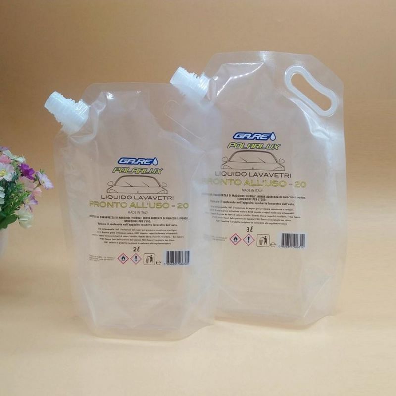 Stand up Plastic Wash Fluid Liquid Soap Bag for Shampoo Detergent Reusable Ziplock with Spout Pouch