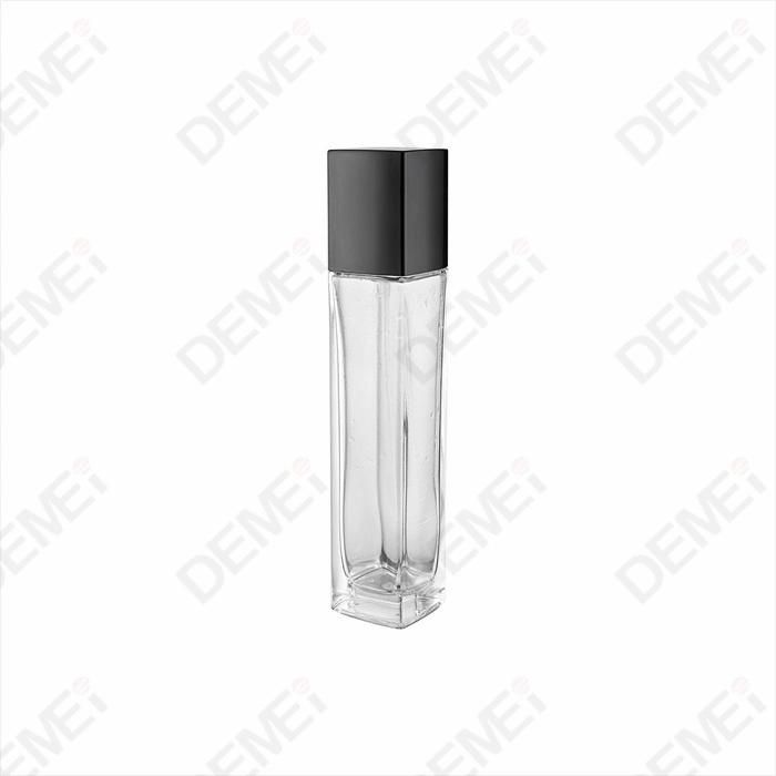 50ml 100ml 120ml Square Glass Bottle with Plastic Pump and Lid