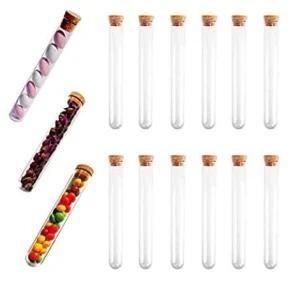 Plastic Test Tube with Cork Stopper Dia13mm X100mm Pack of 50pieces