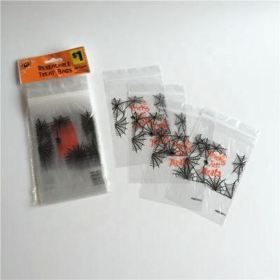 Halloween Transparent Cookies Zip Lock Bag Printed with Spider Web