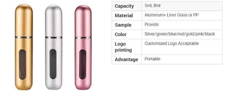 Wholesale 5ml 8ml Travel Refillable Luxury Empty Aluminum Mini Mist Perfume Spray Bottle for Amazon