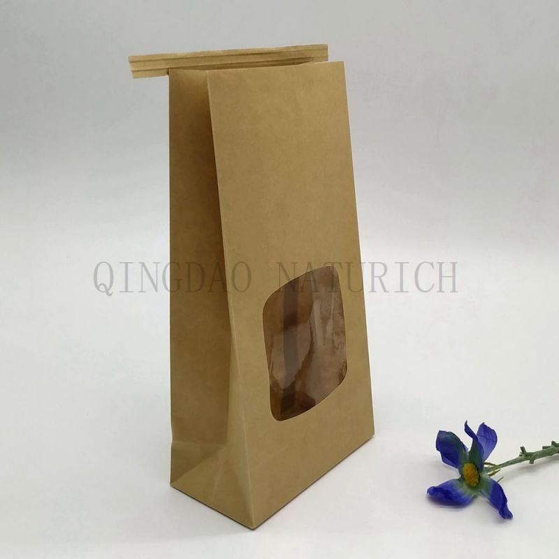 Plain Brown Kraft Paper Bag with Window and Tin Tie