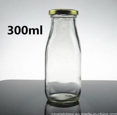Round Glass Milk Bottle Beverage Glass Cup OEM ODM 300ml