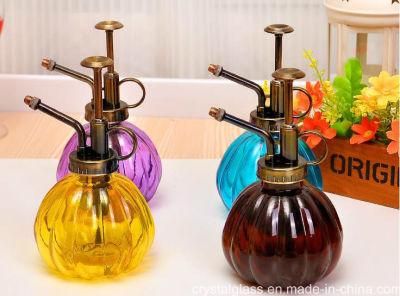 Glass Watering Can Flower Pumpkin Glass Container with Mist Spray Lid