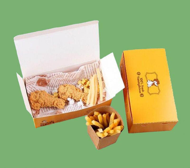 Biodegradable Custom Logo Boxes Take out Hot Fast Food Fried Disposable Brown Kraft Paper Lunch Takeaway Box Packaging