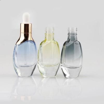 Colorful Luxury Cosmetic 15ml 30ml Empty Customized UV Frosted Clear Glass Serum Dropper Bottles