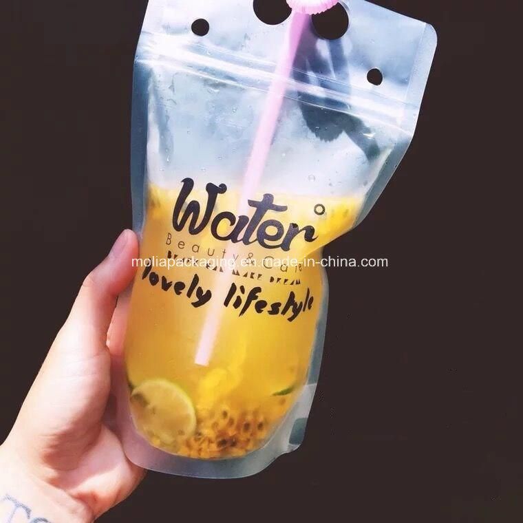 Pack Clear Drink Pouches Bags with Straws - Reclosable Zipper Stand-up Plastic Pouches Bags Drinking Bags