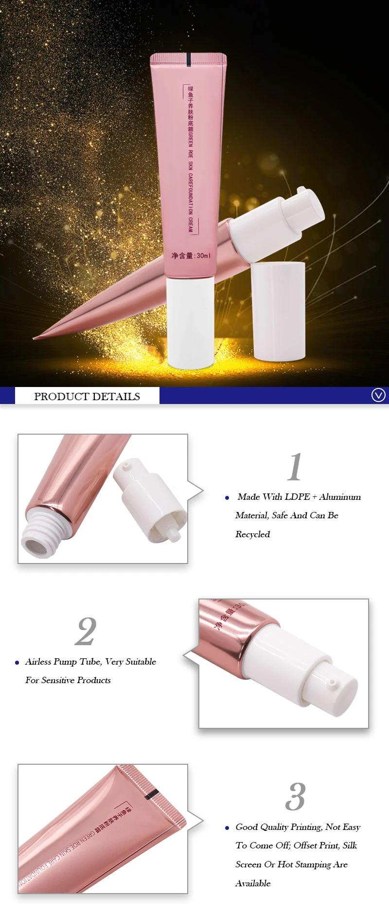 Pink Squeeze Tubes Packaging Cosmetic Foundation Eye Cream Airless Pump Tube
