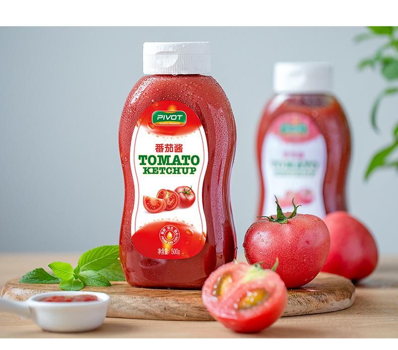 650ml Tomato Salad Dressing Bottle Pet Grade Plastic Sauce Bottle Squeeze Honey Bottle Seasoning Can Jar