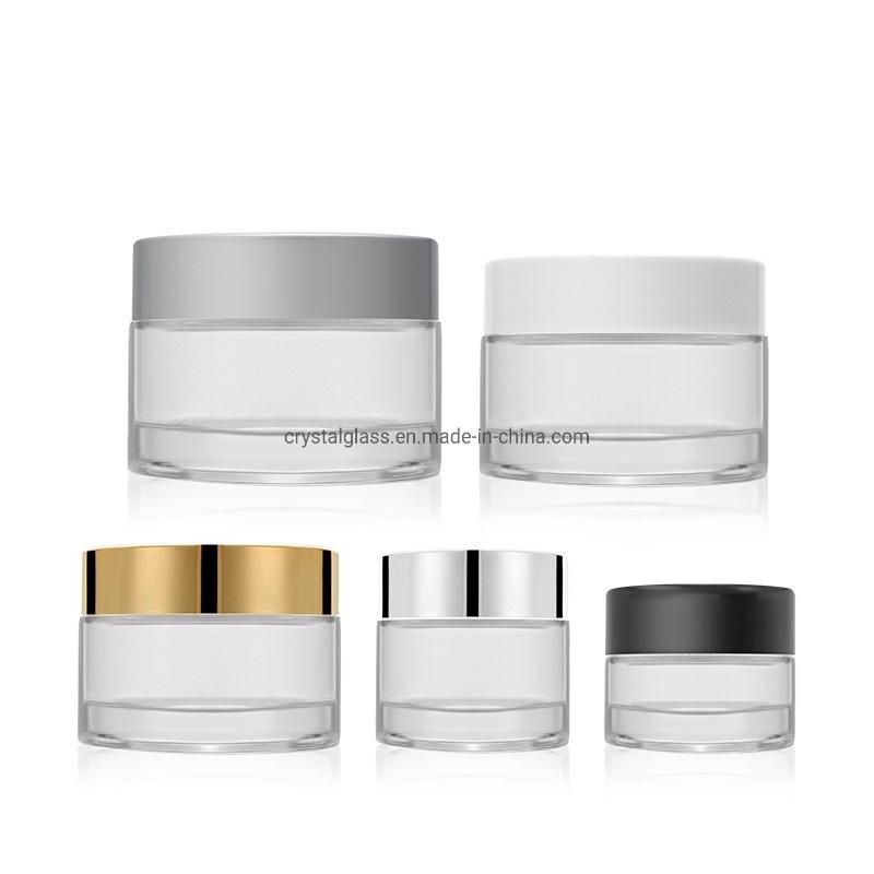 10ml 20ml 30ml 50ml 100ml Clear Glass Cosmetic Cream Jar with Different Color Lid