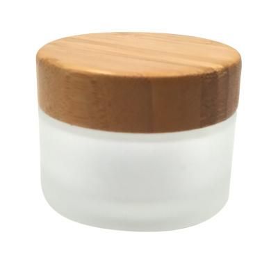 100g 50g 30g 20g 10g Bamboo Cosmetic Packaging Transparent Frosted Glass Face Cream Jar