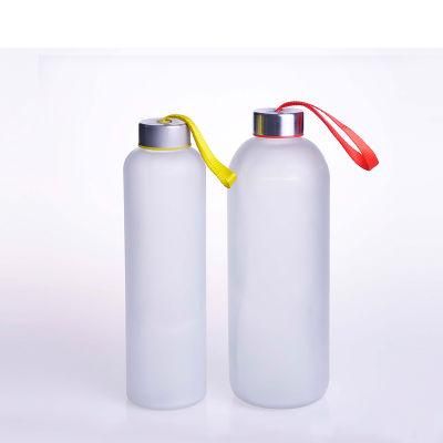 Factory Supply Cylinder Shaped Beverage Juice Glass Bottle with Lid