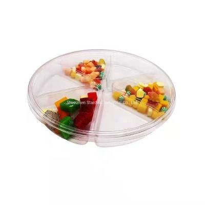 Round Transparent 6 Compartment Plastic Food Fruit Blister Tray Box