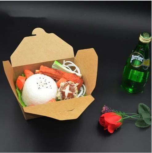 Wholesale Custom Disposable Kraft Light Food Paper Fast Food Fried Chicken Barbecue Fruit Salad Donut Takeaway Fried Rice Bento Lunch Noodle Paper Meal Box