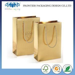 Custom Logo Light Golde Color Paper Bag Hair Packaging Bags with Red Wine Packaging