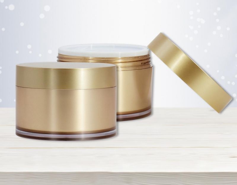 Golden Large Cream Container 200g Plastic Skincare Cosmetic Packaging Cream Jars