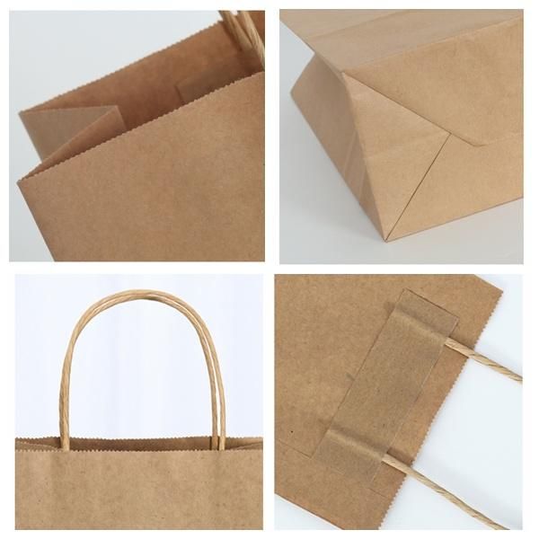 Cheap Recycled Custom Logo Printed Grocery Shopping Packaging Brown Kraft Paper Bag with Handles
