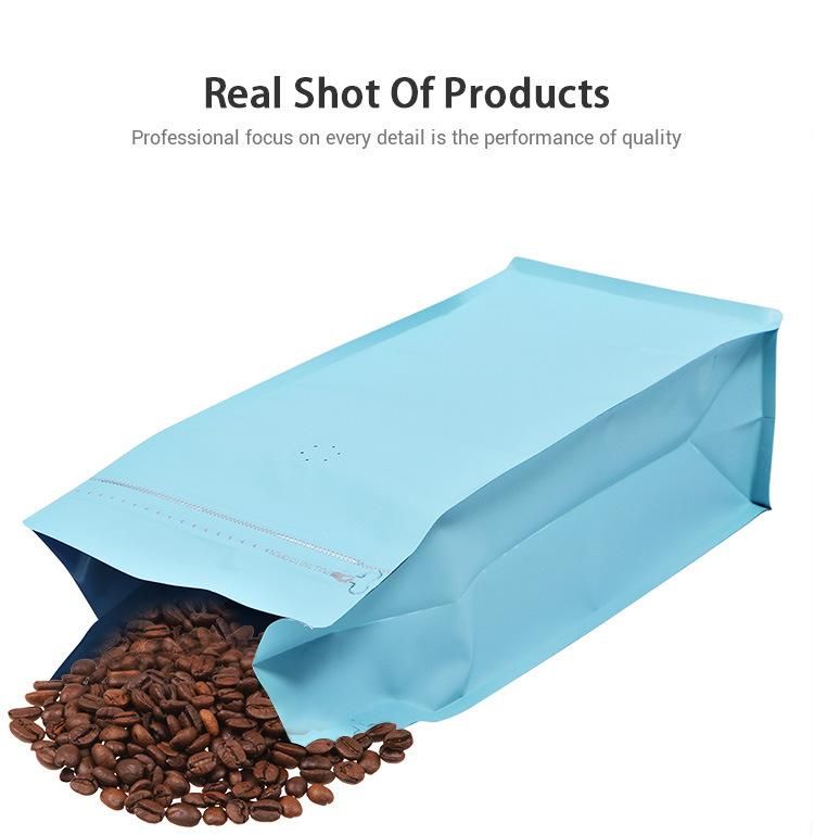 Resealable Kraft Paper Wholesale Coffee Packaging Bag Pouch Matt Black 500g