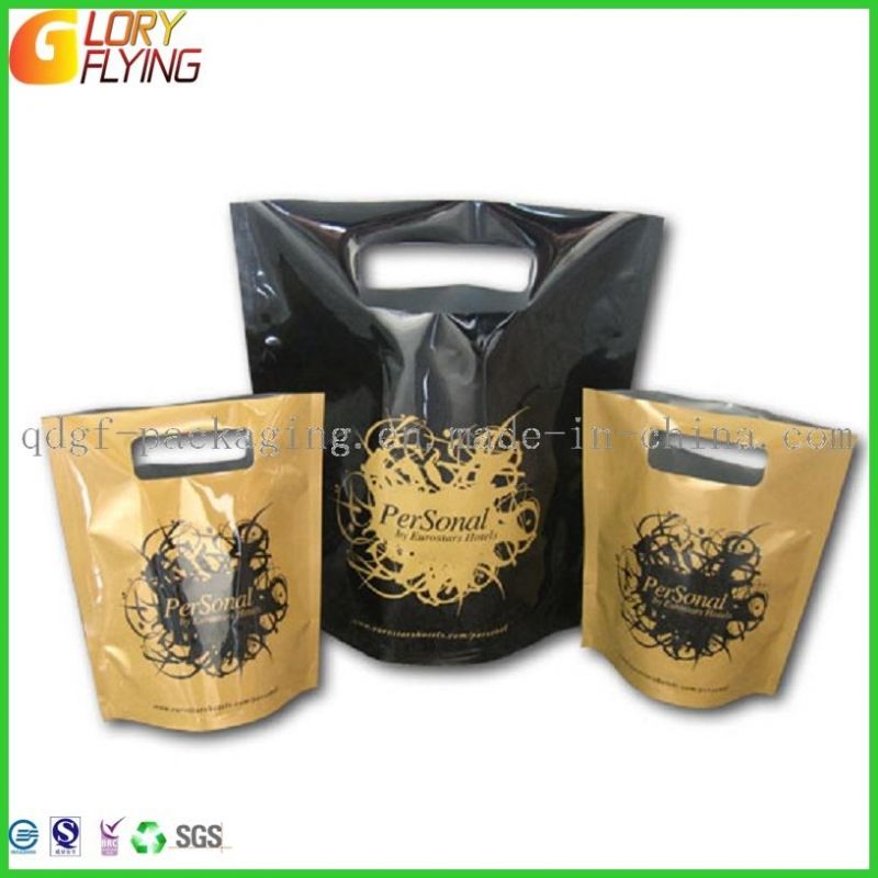 Plastic Gift Bag with Die Cut Handle/ Plastic Packaging Stand up Pouch