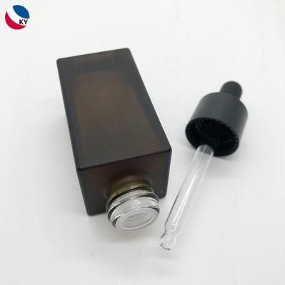 15ml 30ml 50ml Color Amber Glass Dropper Bottles Customize Frosted Square Serum Bottle
